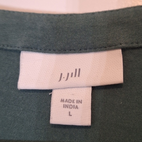 J. Jill Button Down Front Midi Dress Stretch 3/4 Sleeve Green Size Large - Picture 2 of 9